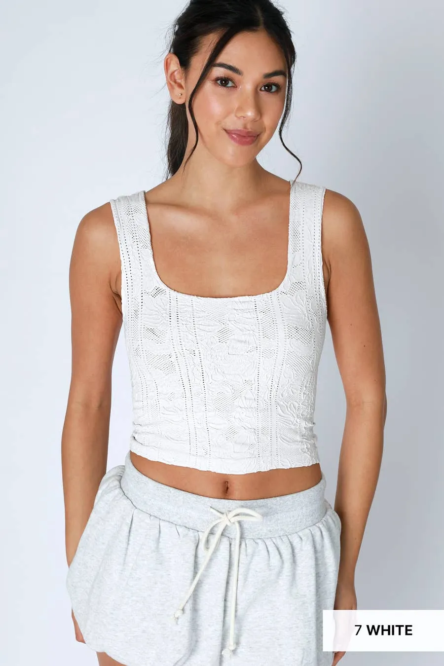 Double Lace Square Crop Top sold by Care Tucker