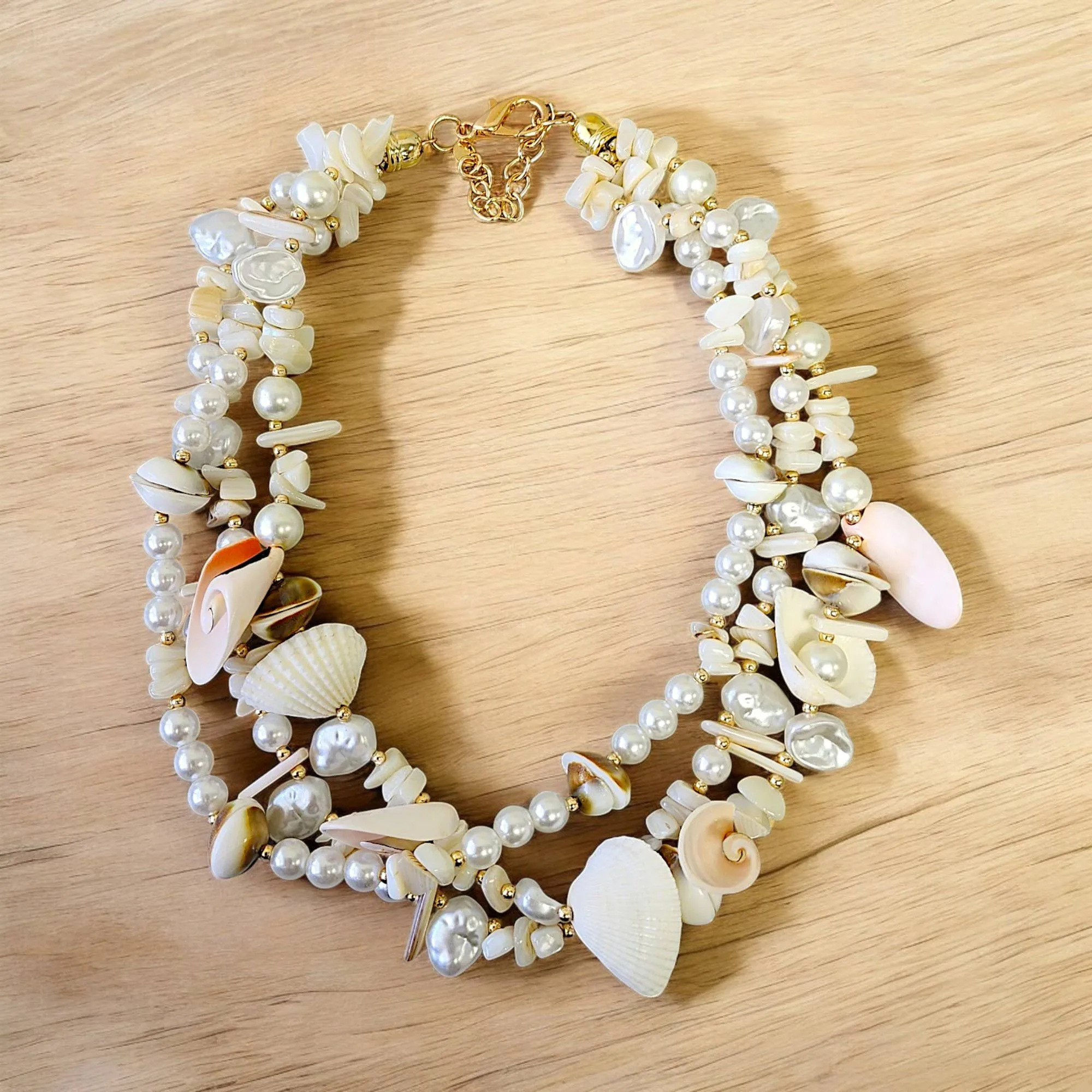 Seashell Necklace | Pearl Necklace | Short | Twist | Coastal sold by Care Tucker