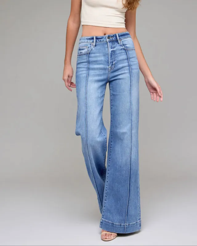 [HAPPI] Medium Light Pintuck 33" Inseam Flare sold by Care Tucker