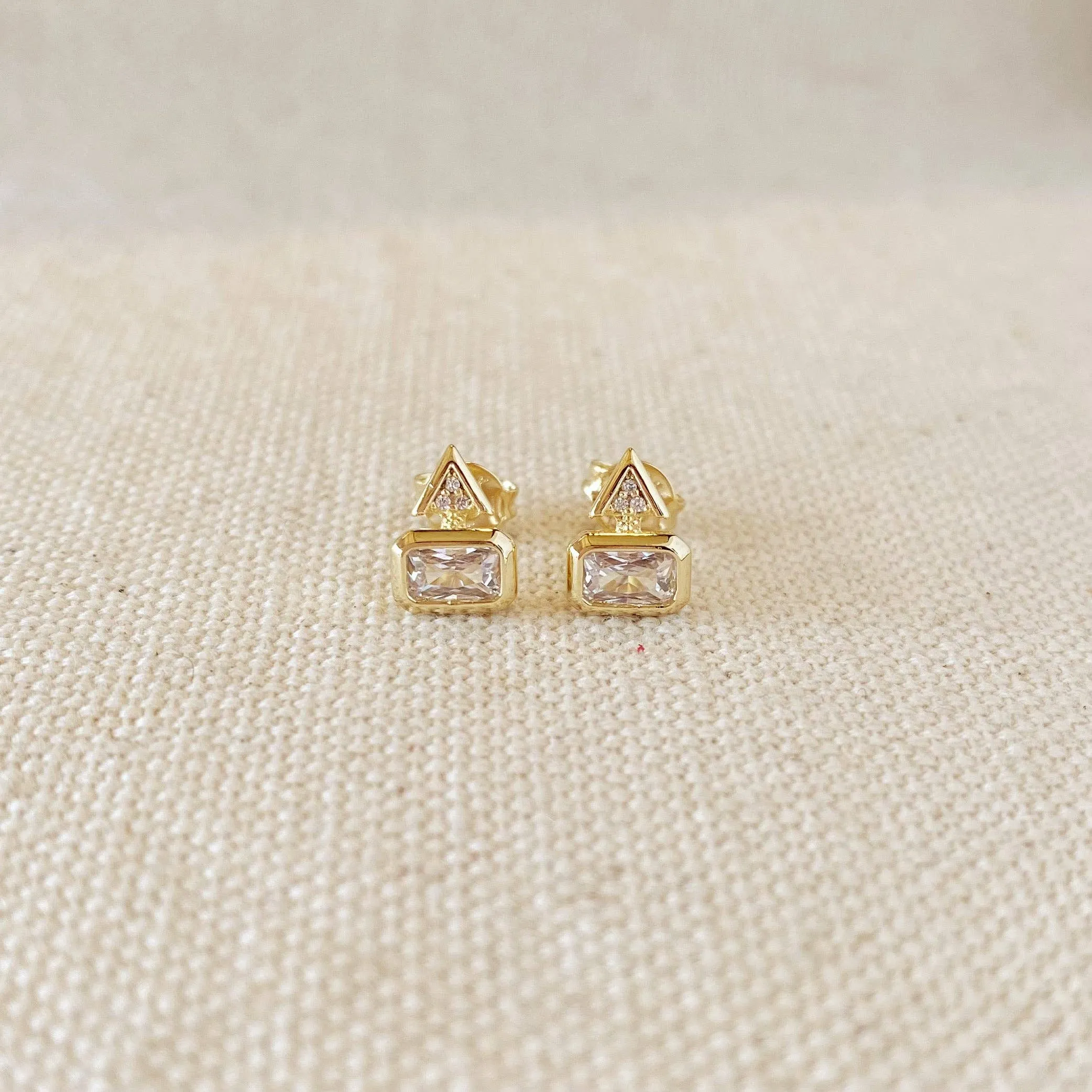 18k Gold Filled Geometric Stud Earrings sold by Care Tucker product image thumbnail 3
