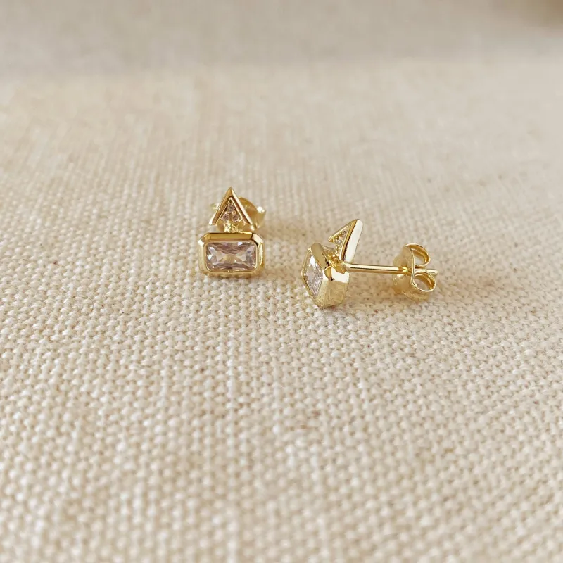 18k Gold Filled Geometric Stud Earrings made by Care Tucker