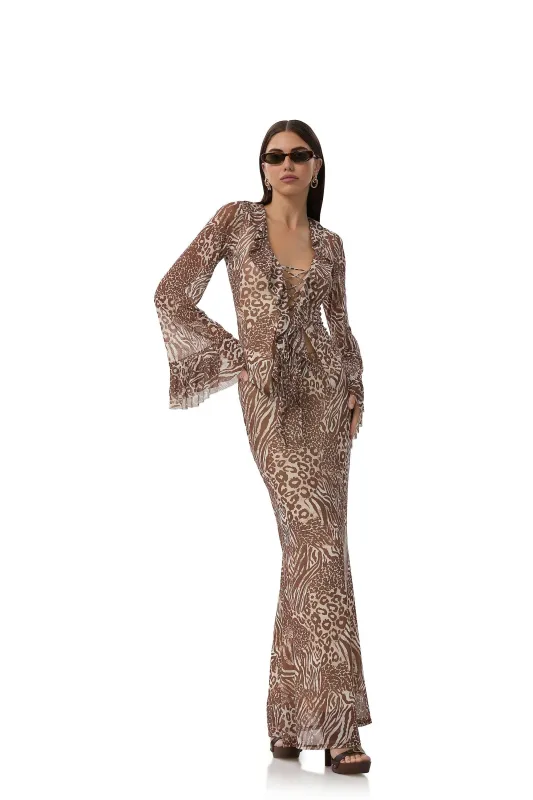 Tegan Maxi Skirt - Taupe Animal sold by Care Tucker