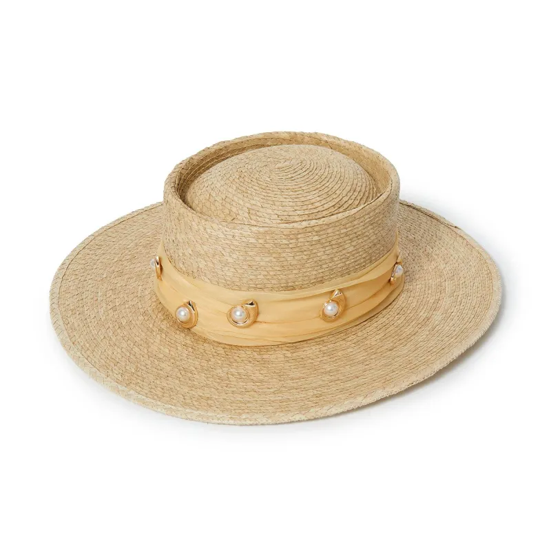 NATURAL MICHELLE DÉCO SWIRL STRAW HAT sold by Care Tucker