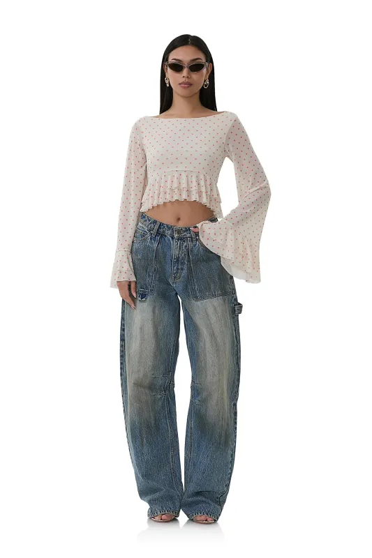 Inaya Top - Coral Micro Dot sold by Care Tucker