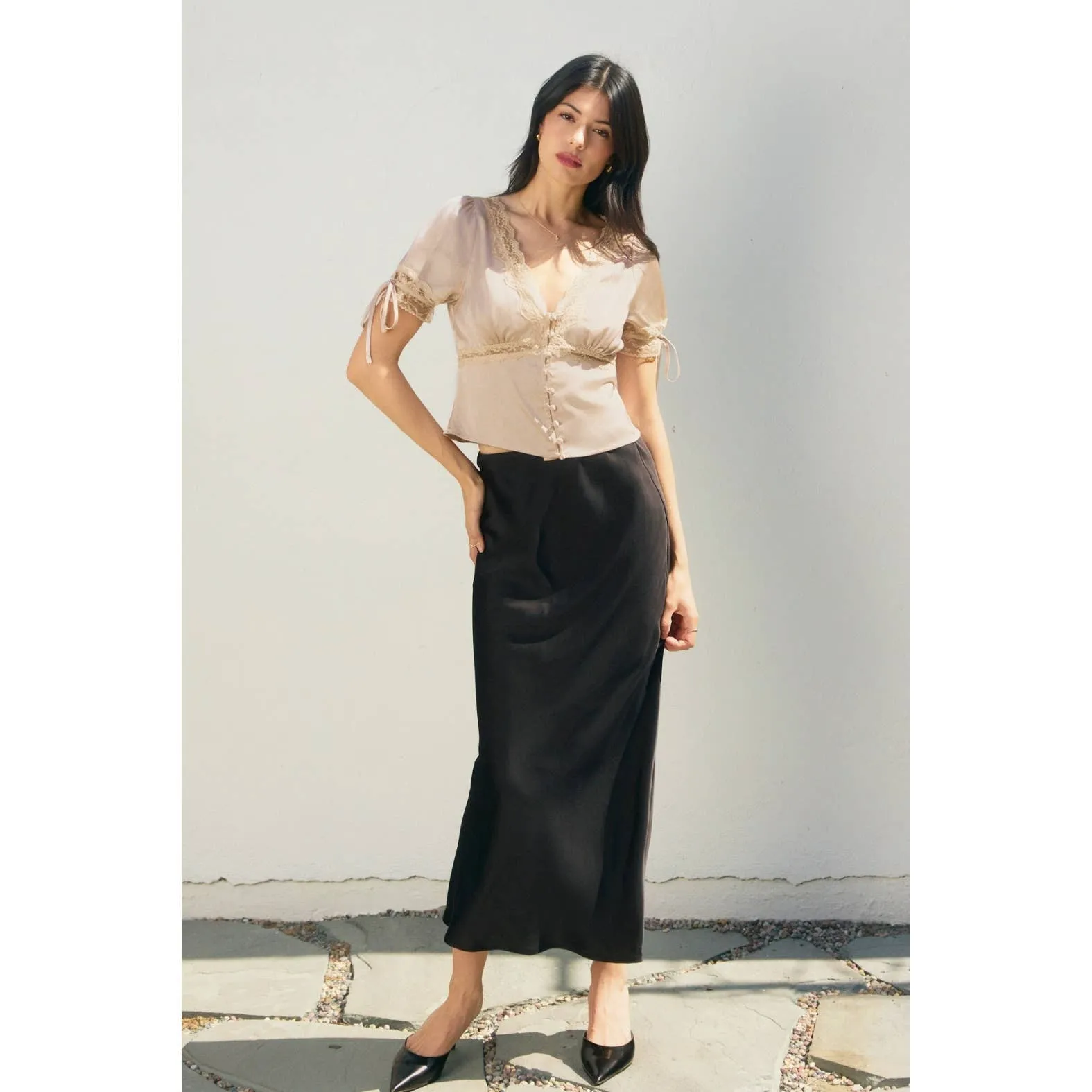 Going Out Lace Tied Short Sleeve Blouse sold by Care Tucker product image thumbnail 4