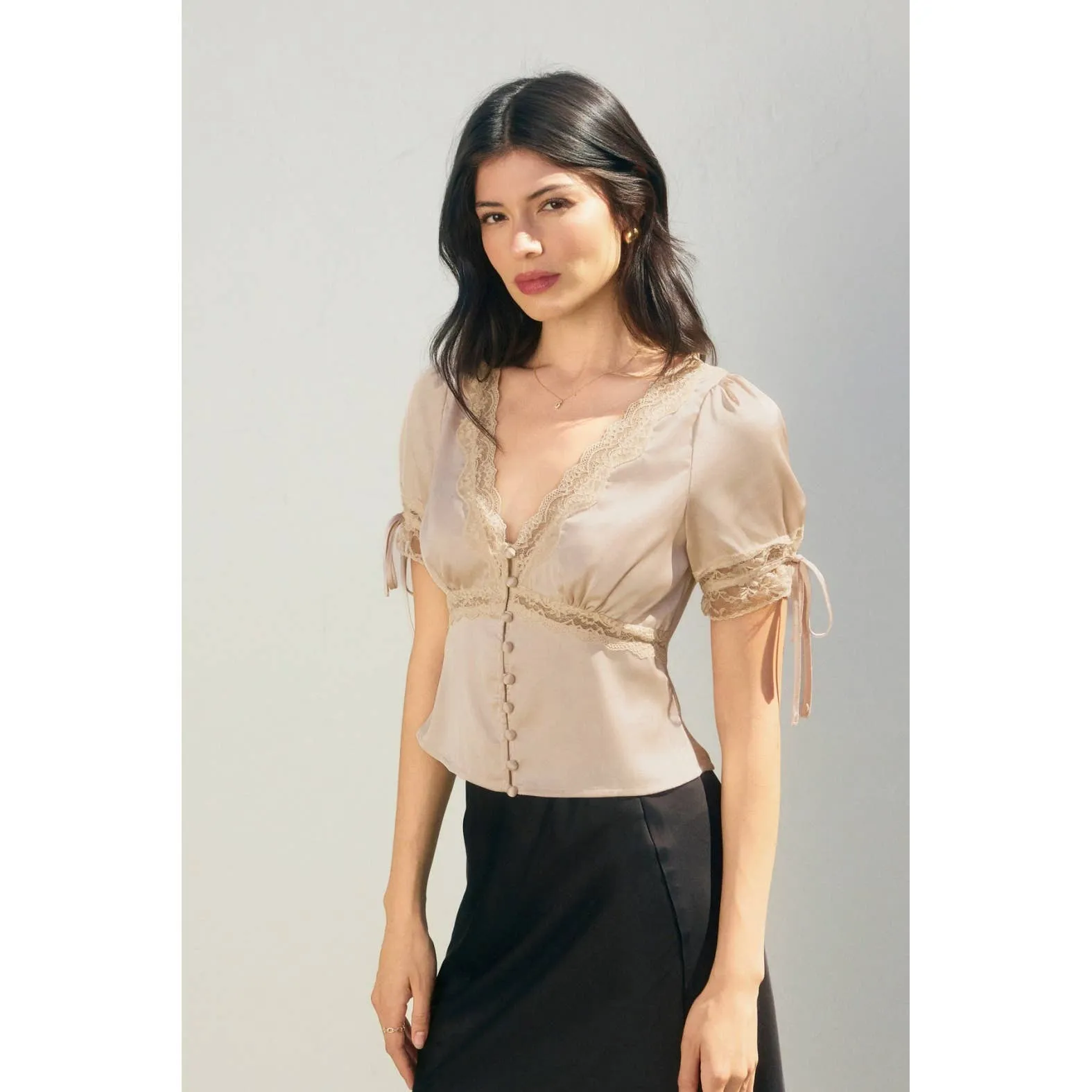 Going Out Lace Tied Short Sleeve Blouse sold by Care Tucker product image thumbnail 2