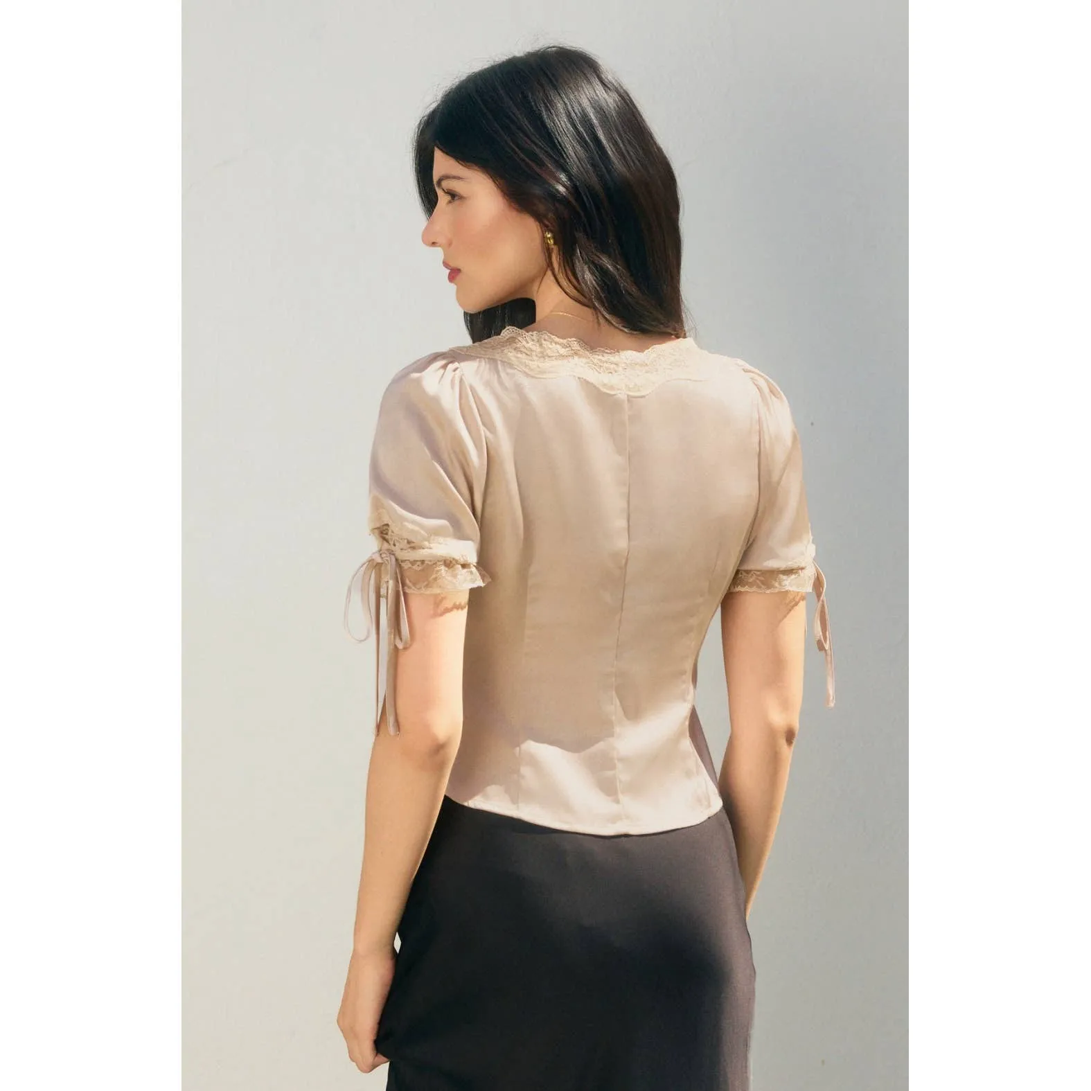 Going Out Lace Tied Short Sleeve Blouse sold by Care Tucker product image thumbnail 3