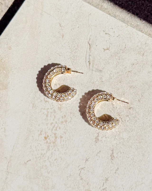 Metallic Pavé Crystal Hoop Earrings sold by Care Tucker