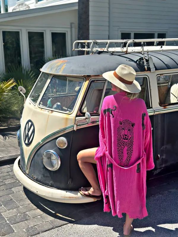 Pink Leopard Kaftan sold by Care Tucker