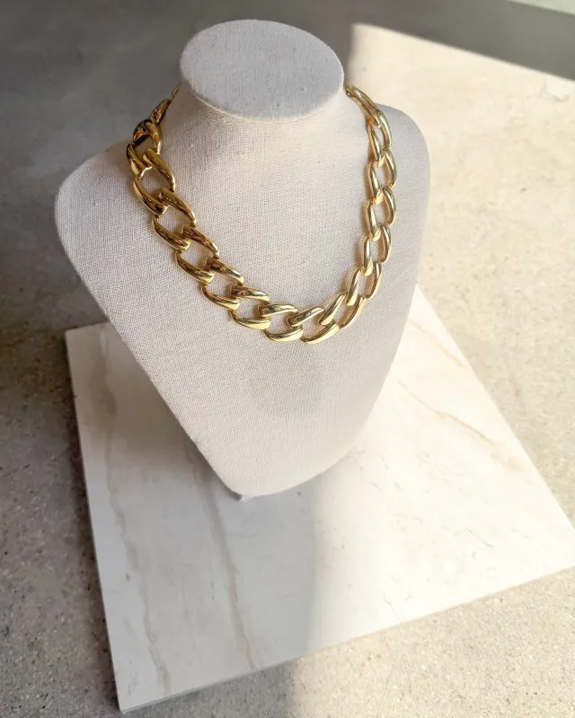 Vintage Chunky Gold Chain Link Collar Necklace sold by Care Tucker