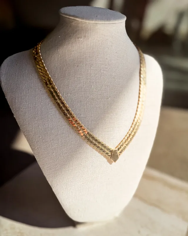 Vintage Chain "V" signed Necklace sold by Care Tucker