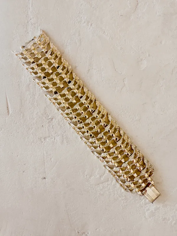 Vintage Two Tone Gold Wide Bracelet sold by Care Tucker