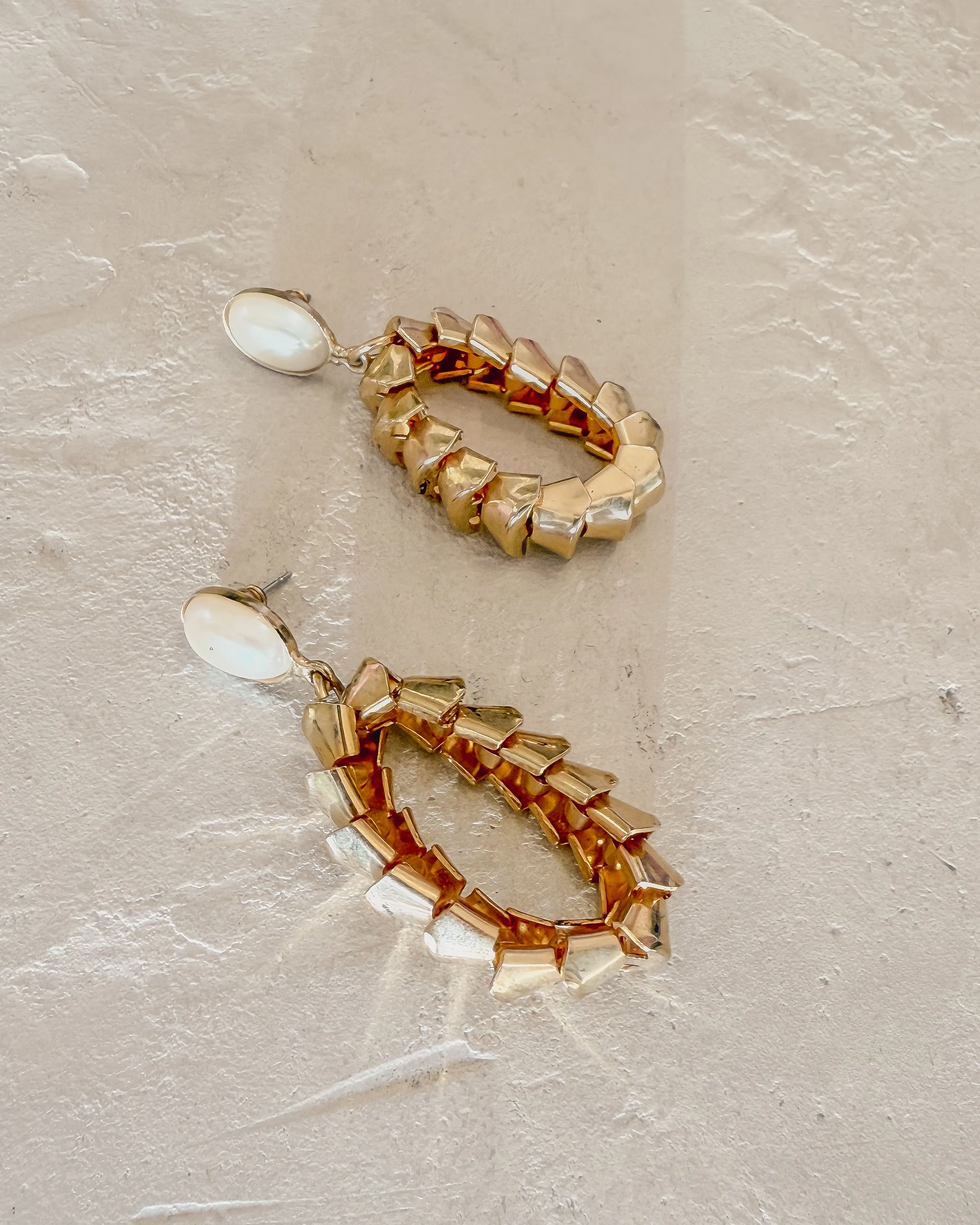 Vintage Pearl Gold Chain Hoops sold by Care Tucker product image thumbnail 2