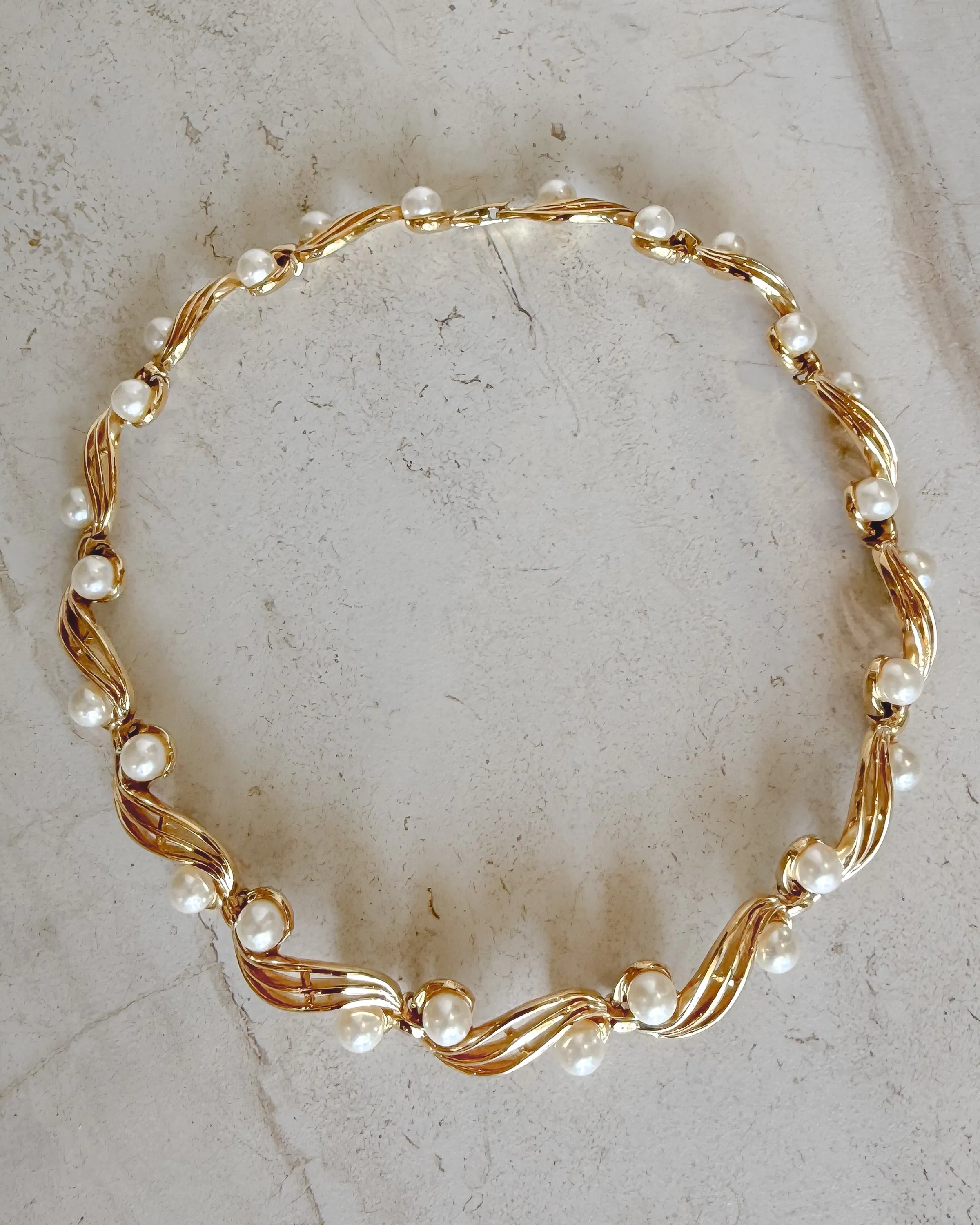 Vintage Vintage Spiral Wave Gold Pearl Necklace sold by Care Tucker product image thumbnail 2