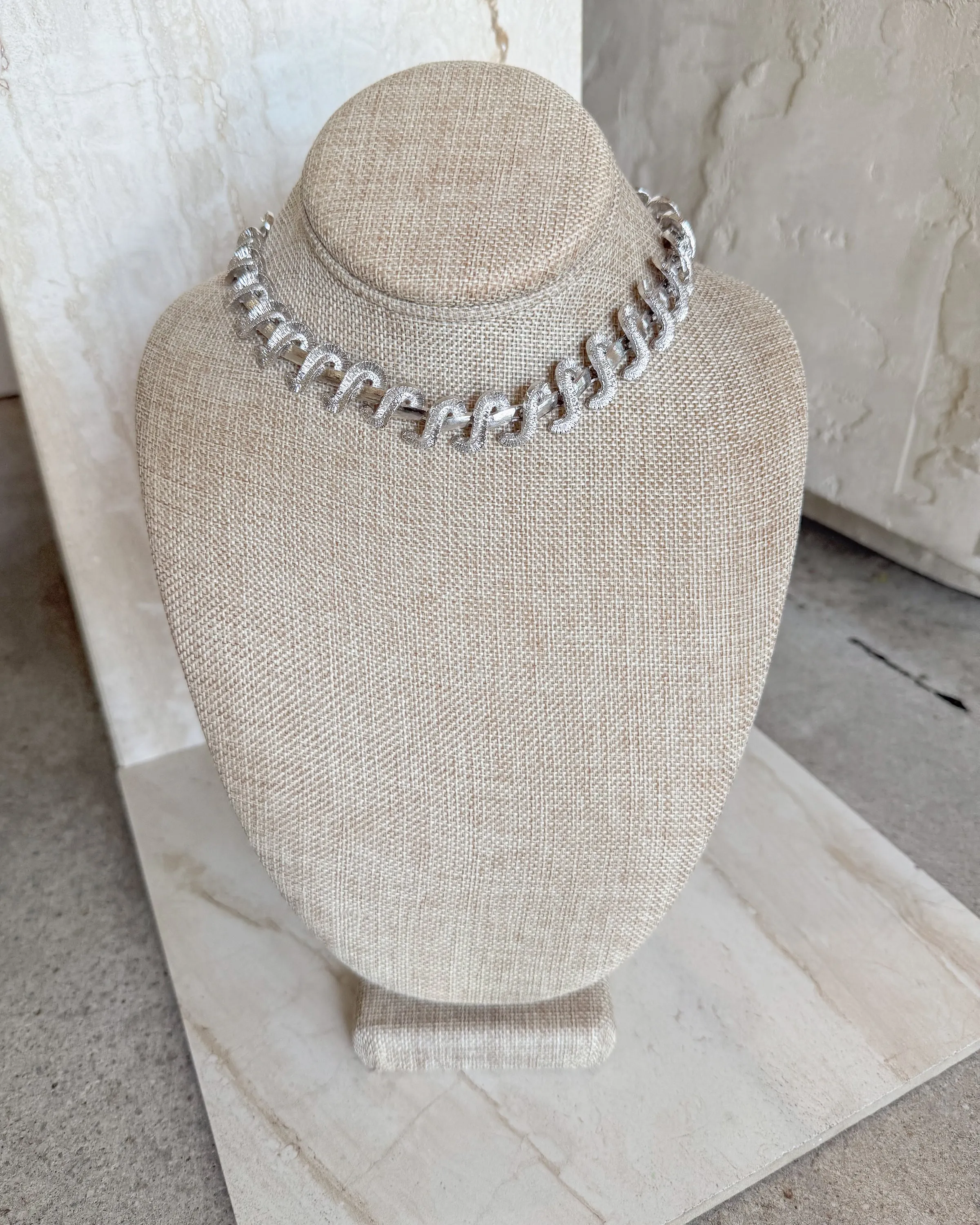 Vintage Silver Swirl Link Necklace sold by Care Tucker