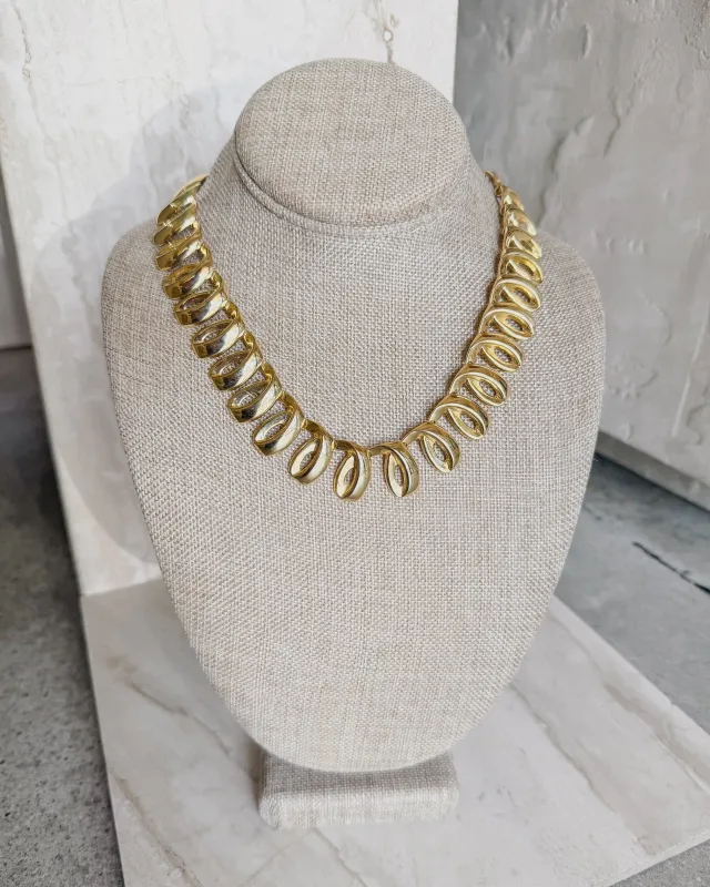 Vintage Chunky Gold Tone Loops Necklace sold by Care Tucker