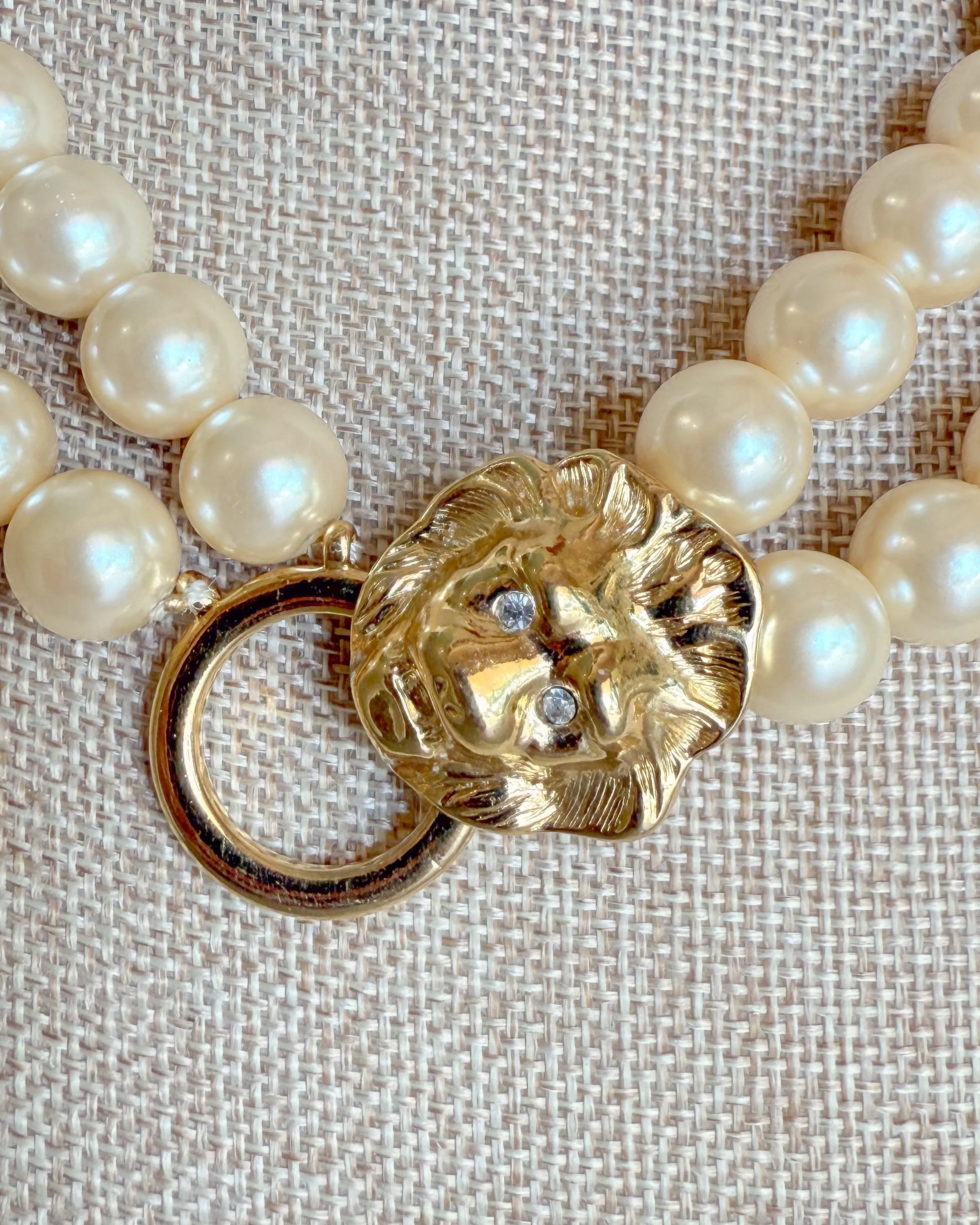 Vintage Lion Head Pearl Necklace sold by Care Tucker product image thumbnail 3