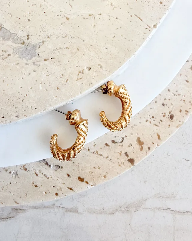 Vintage Gold Half  Hoop Earrings sold by Care Tucker
