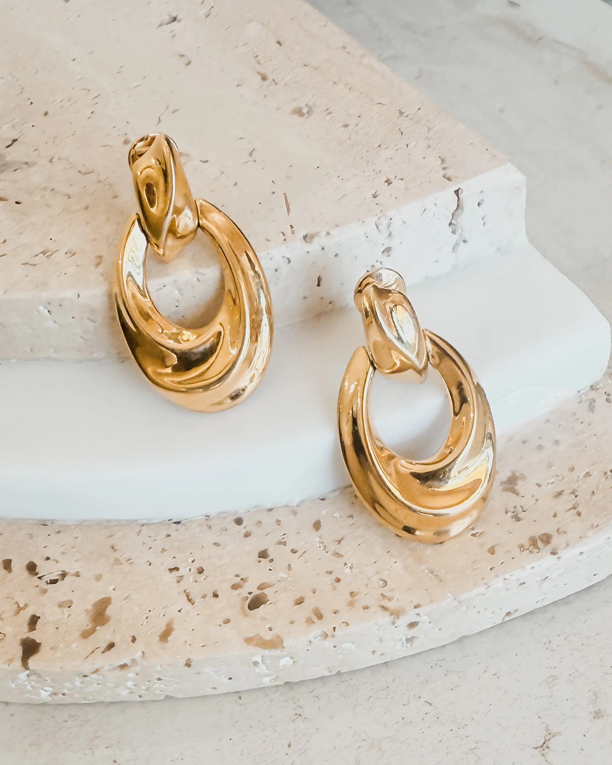 Vintage Gold Oval Drop Clip-On Earrings sold by Care Tucker product image thumbnail 3