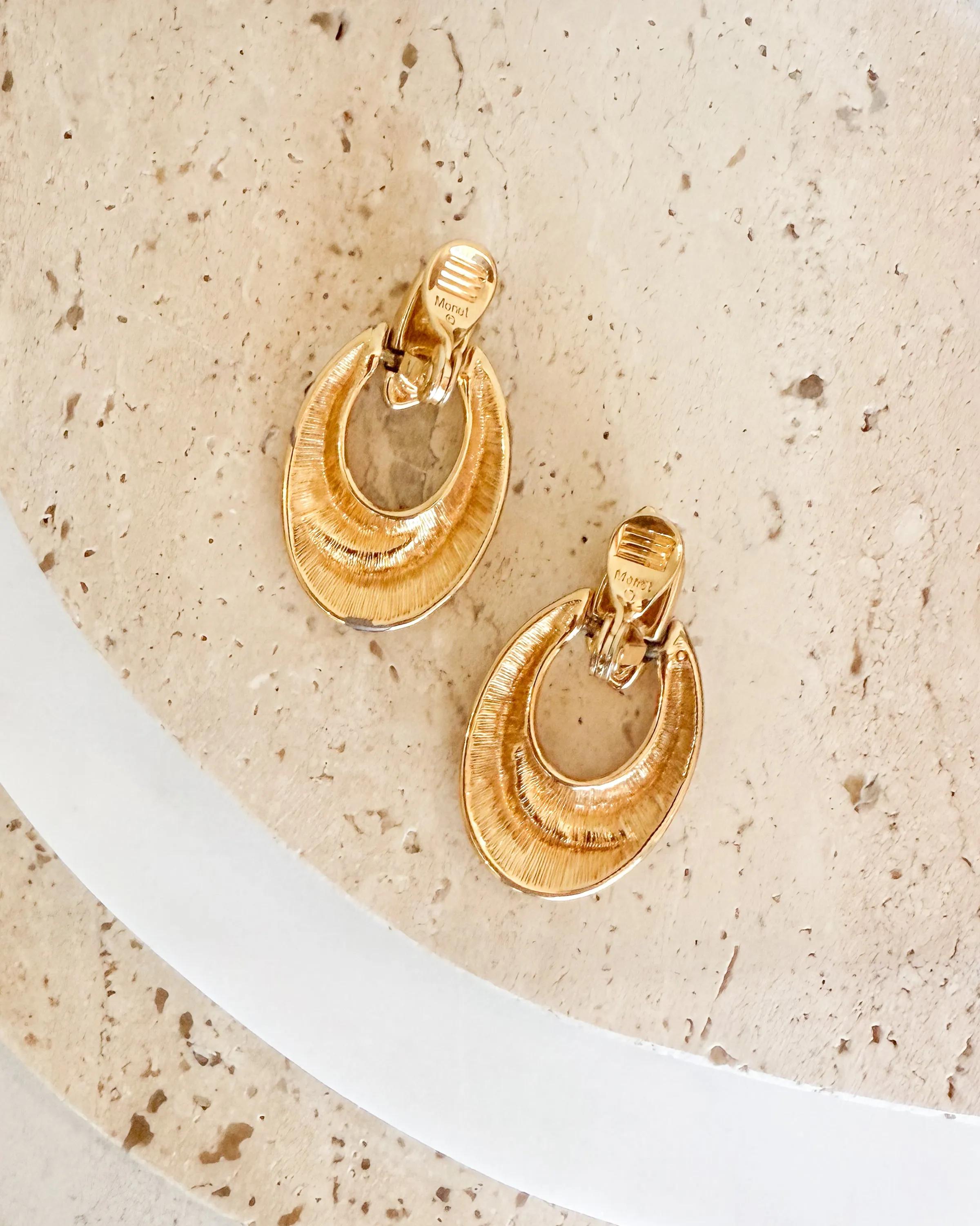 Vintage Gold Oval Drop Clip-On Earrings sold by Care Tucker product image thumbnail 2