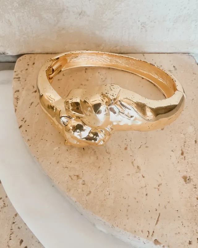 Vintage Gold 2 panther  Heads Bangle sold by Care Tucker