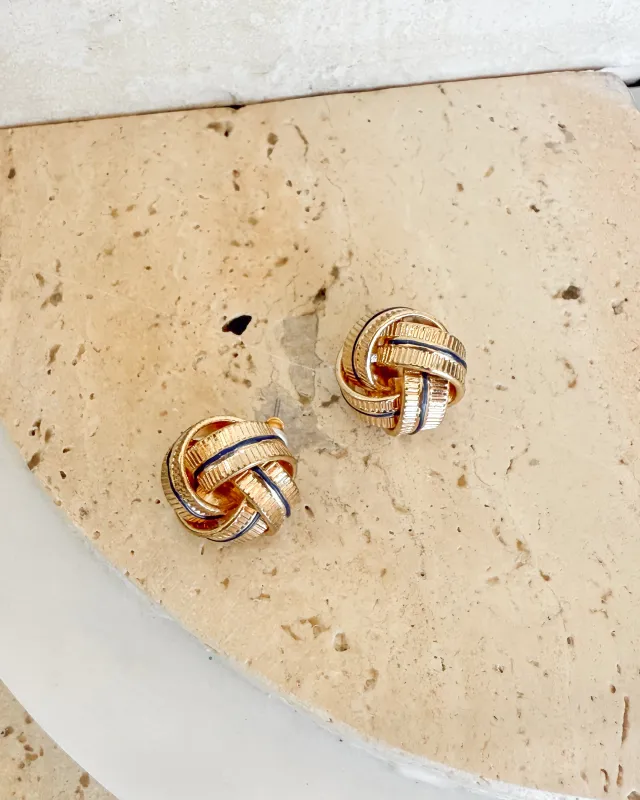 Vintage Gold Textured Knot Stud Earrings sold by Care Tucker