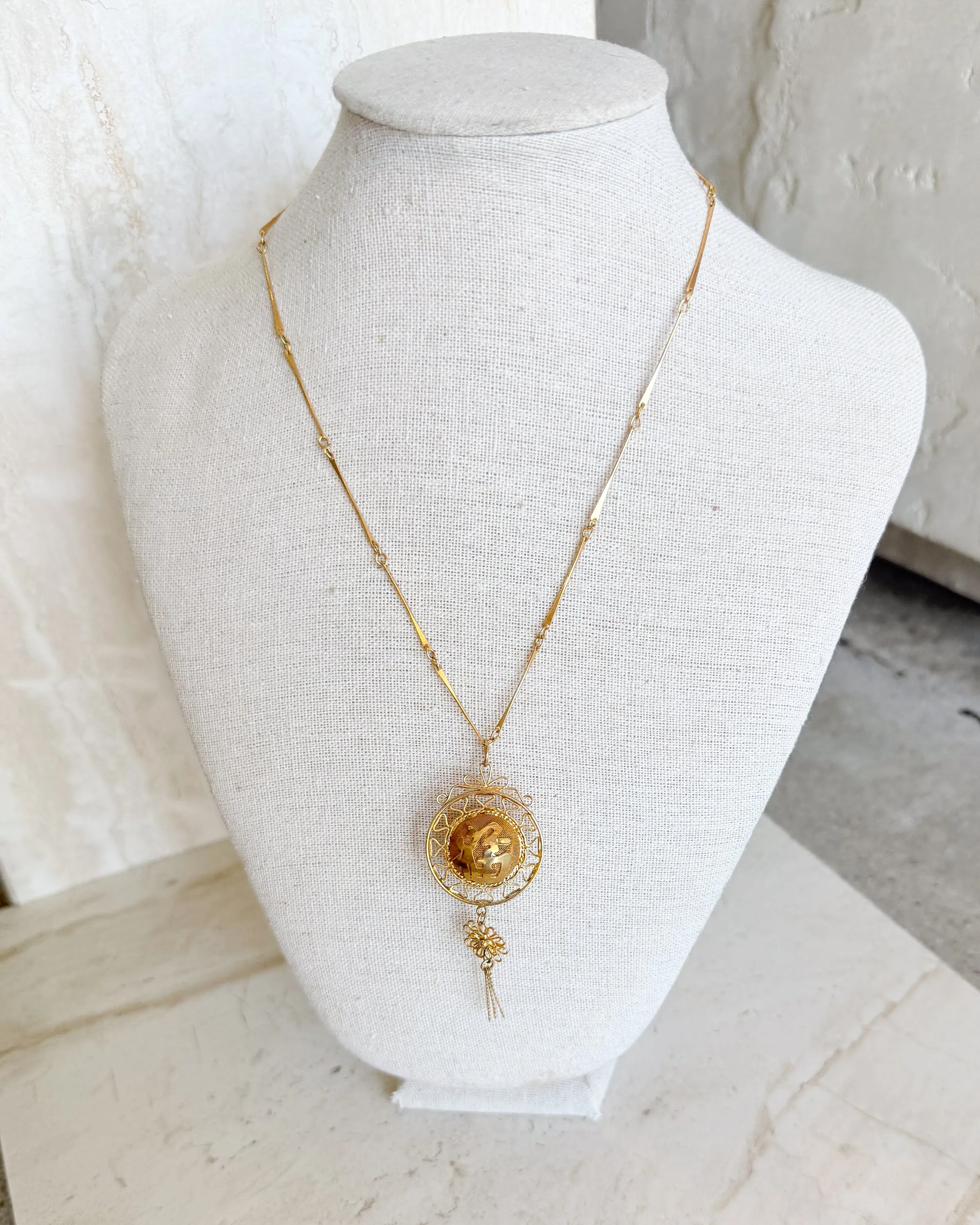 Vintage Line Chain Necklace with Spherical Pendant sold by Care Tucker