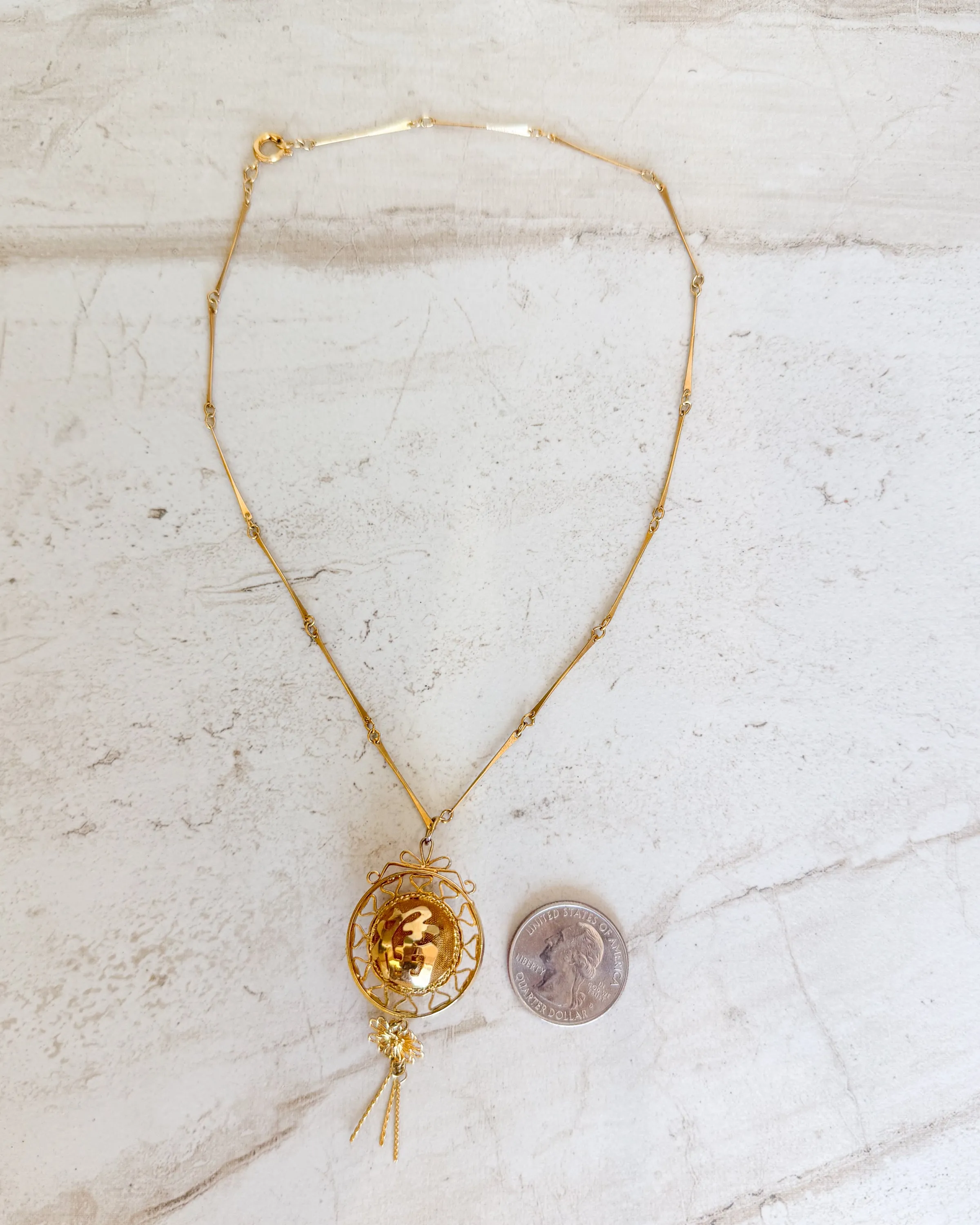 Vintage Line Chain Necklace with Spherical Pendant sold by Care Tucker product image thumbnail 2