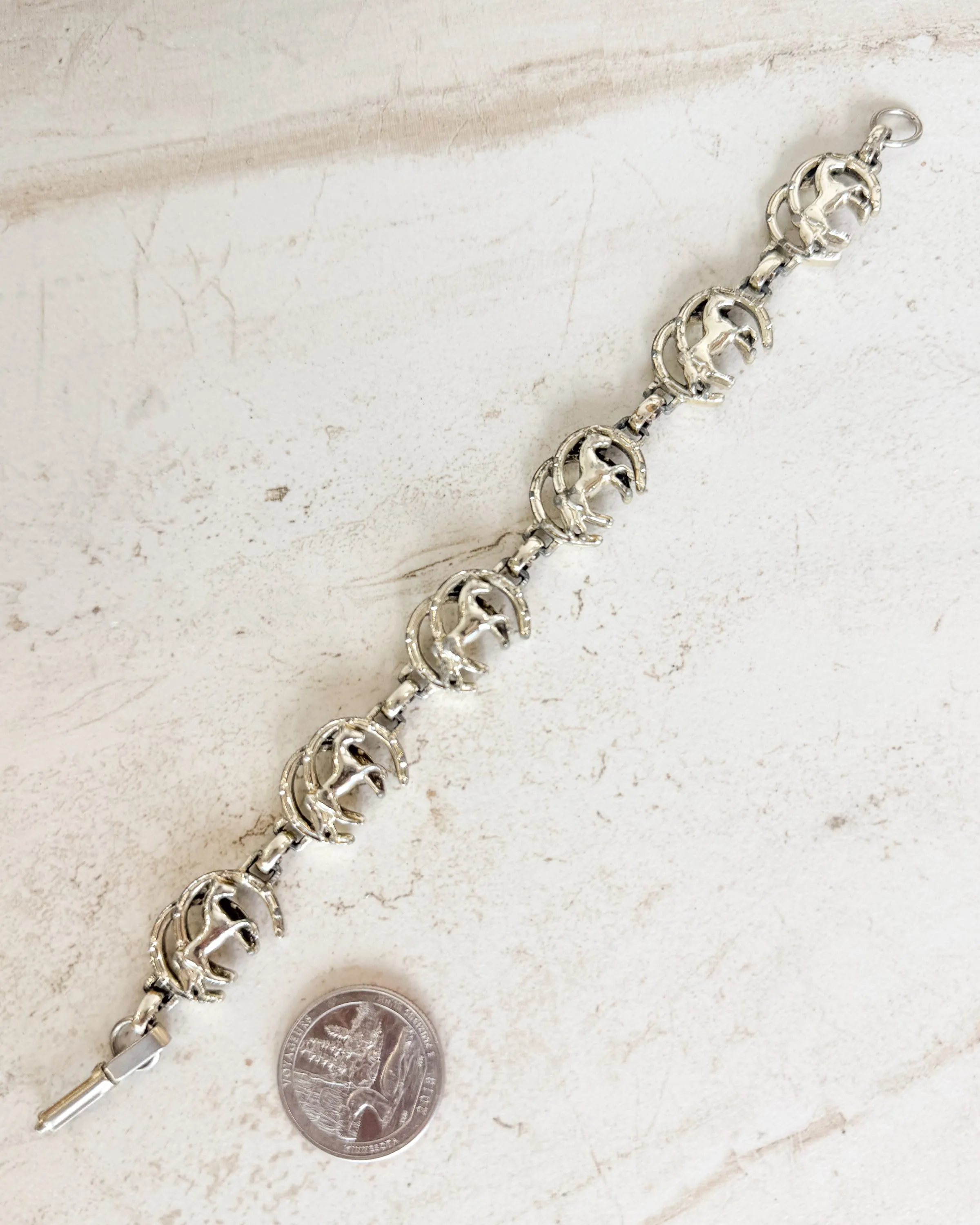 Vintage Silver Horse Link Bracelet sold by Care Tucker product image thumbnail 2