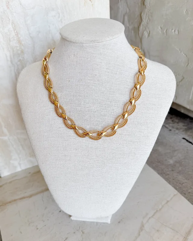 Vintage Textured Geometric Link Necklace sold by Care Tucker