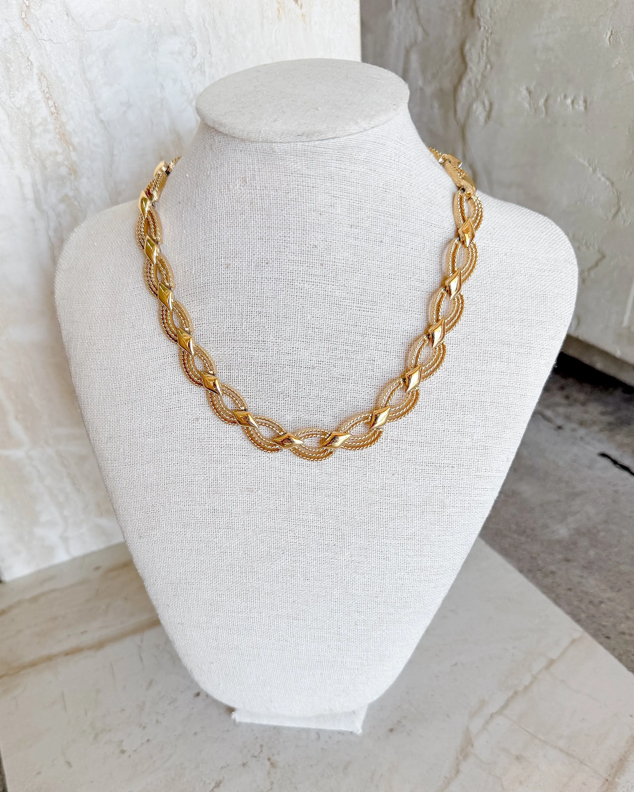 Vintage Textured Geometric Link Necklace sold by Care Tucker
