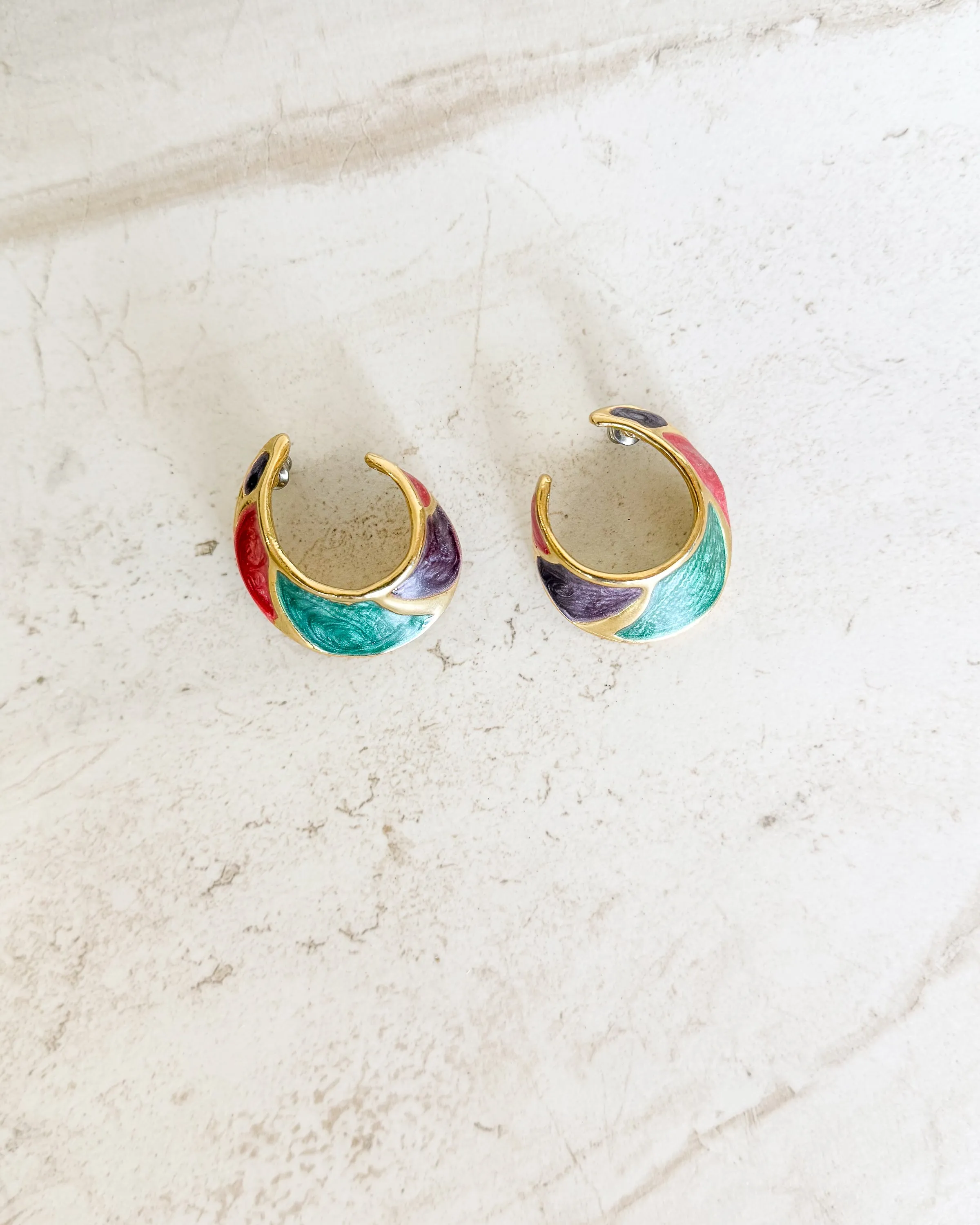 Vintage Colorful Swirl Dangle Enamel Earrings sold by Care Tucker product image thumbnail 2