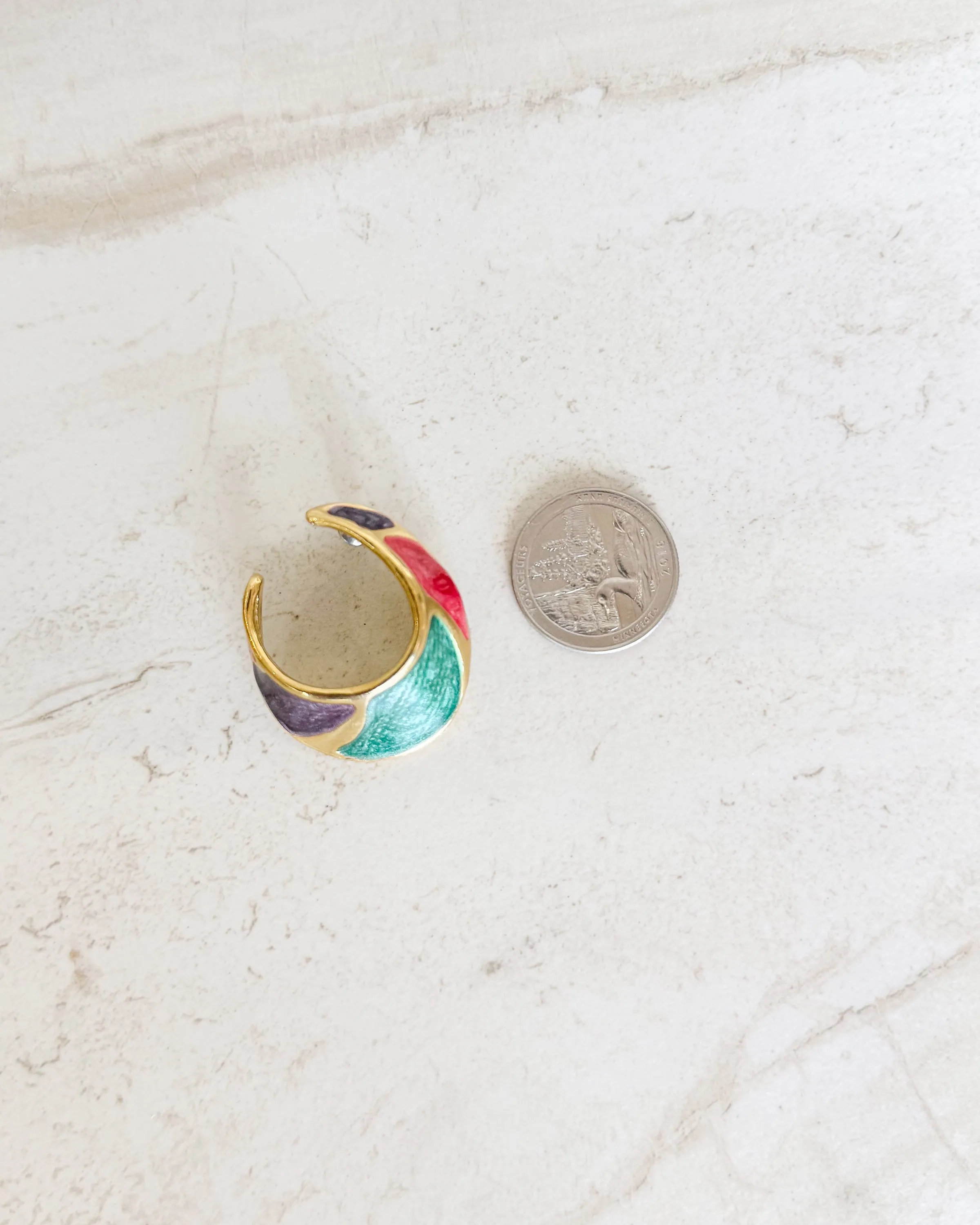 Vintage Colorful Swirl Dangle Enamel Earrings sold by Care Tucker product image thumbnail 3