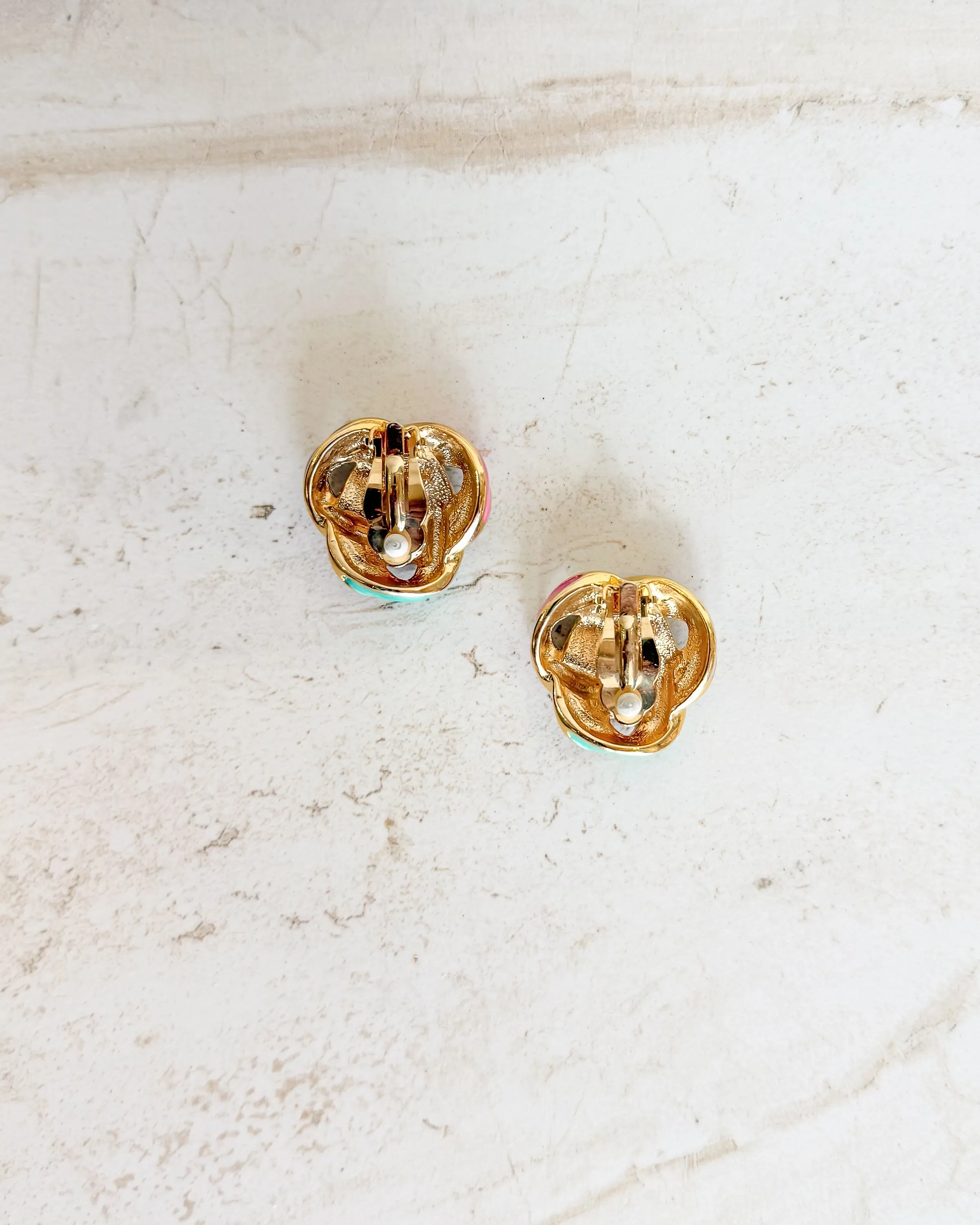 Vintage Colorful Enamel Knot Clip On Earrings sold by Care Tucker product image thumbnail 3