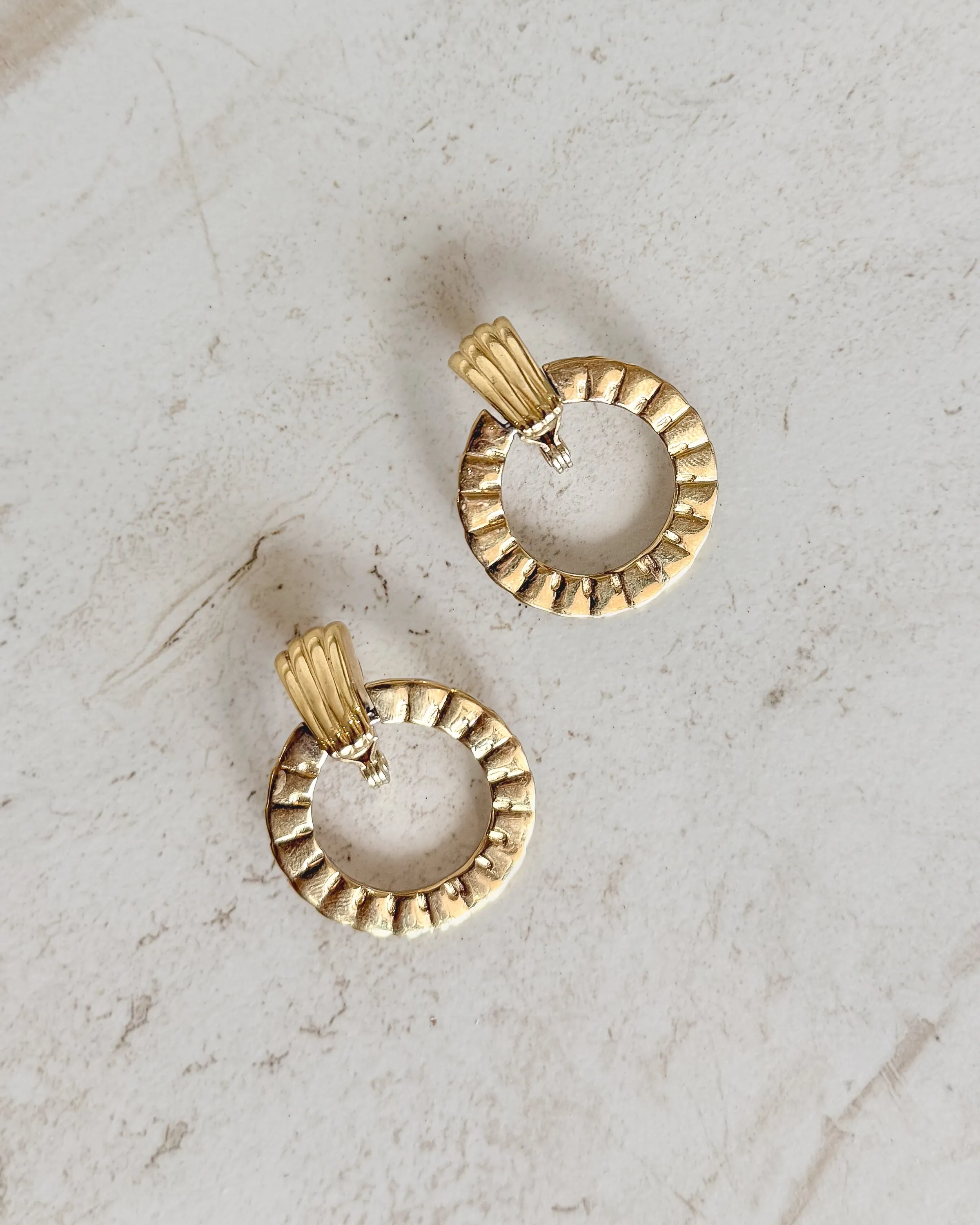 Vintage Gold Tone Door Knocker Clip On Earrings sold by Care Tucker product image thumbnail 2