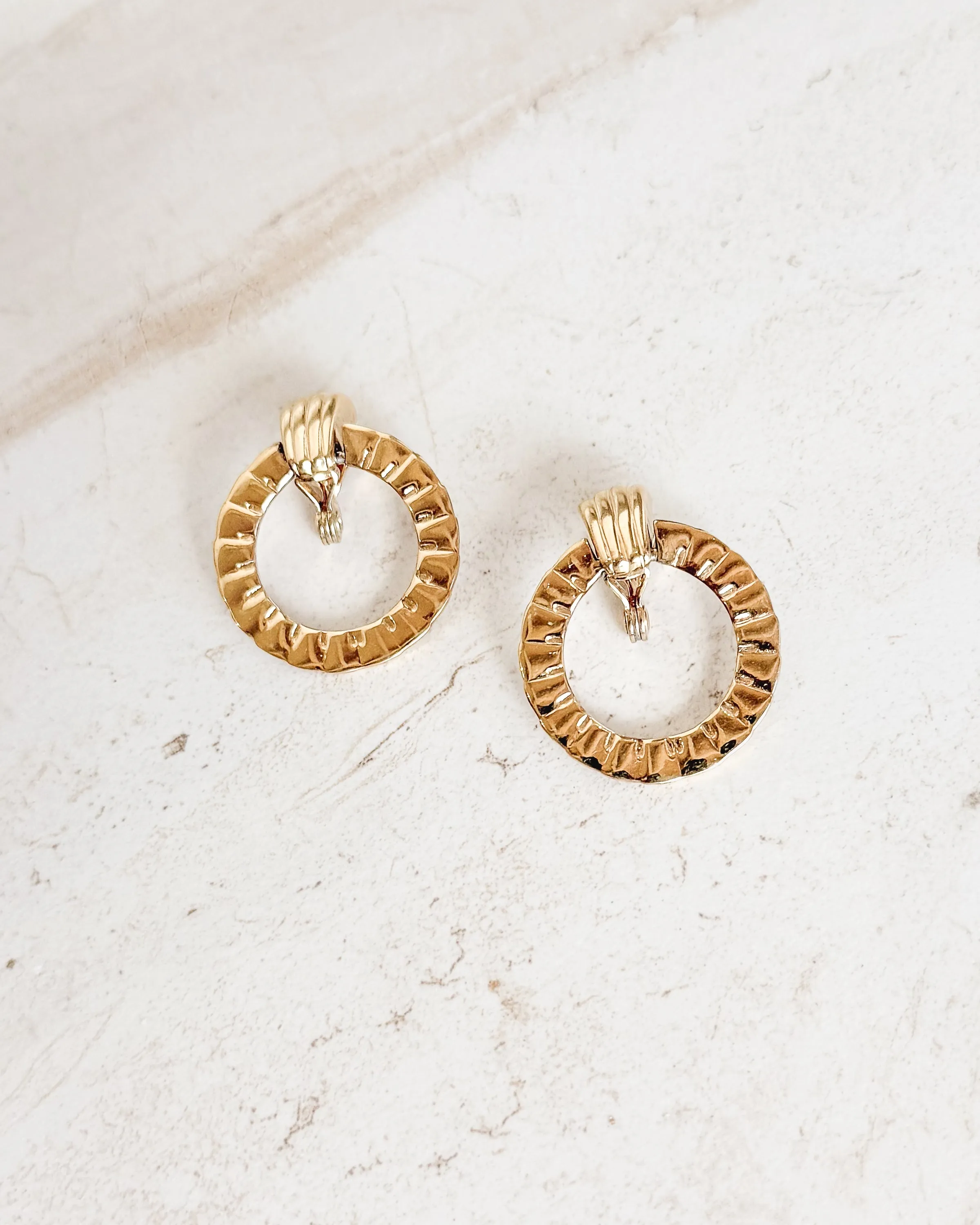 Vintage Gold Tone Door Knocker Clip On Earrings sold by Care Tucker