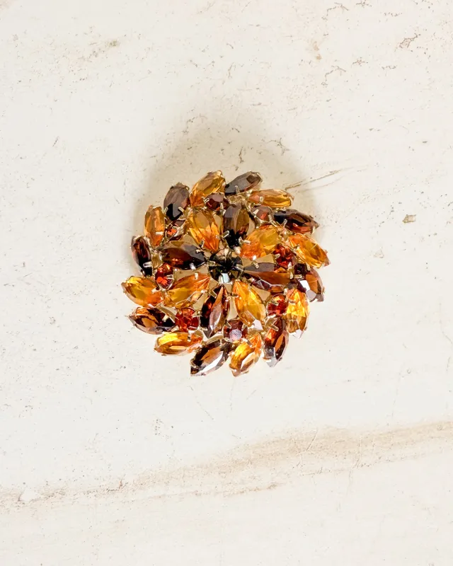 Vintage Amber & Brown Rhinestone Brooch sold by Care Tucker