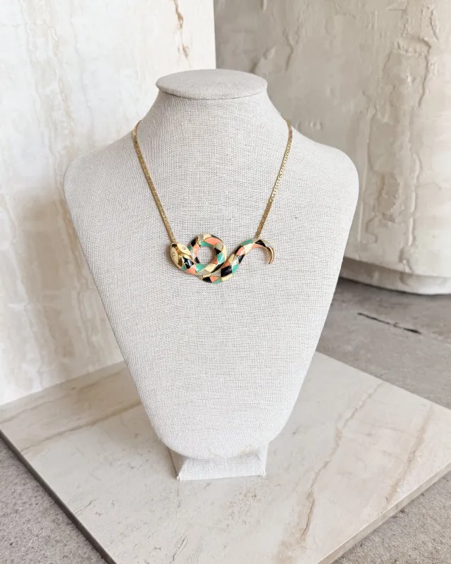 Vintage Multi-Colored Snake Pendant Necklace sold by Care Tucker