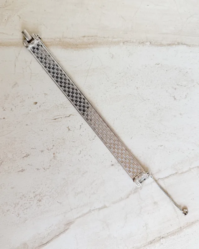 Vintage Goldette Silver Tone Heavy Mesh Bracelet sold by Care Tucker