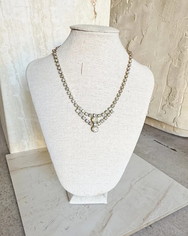 Vintage Double Rounded Rhinestone Necklace sold by Care Tucker