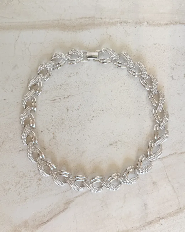 Vintage Napier Textured Link Silver Necklace sold by Care Tucker