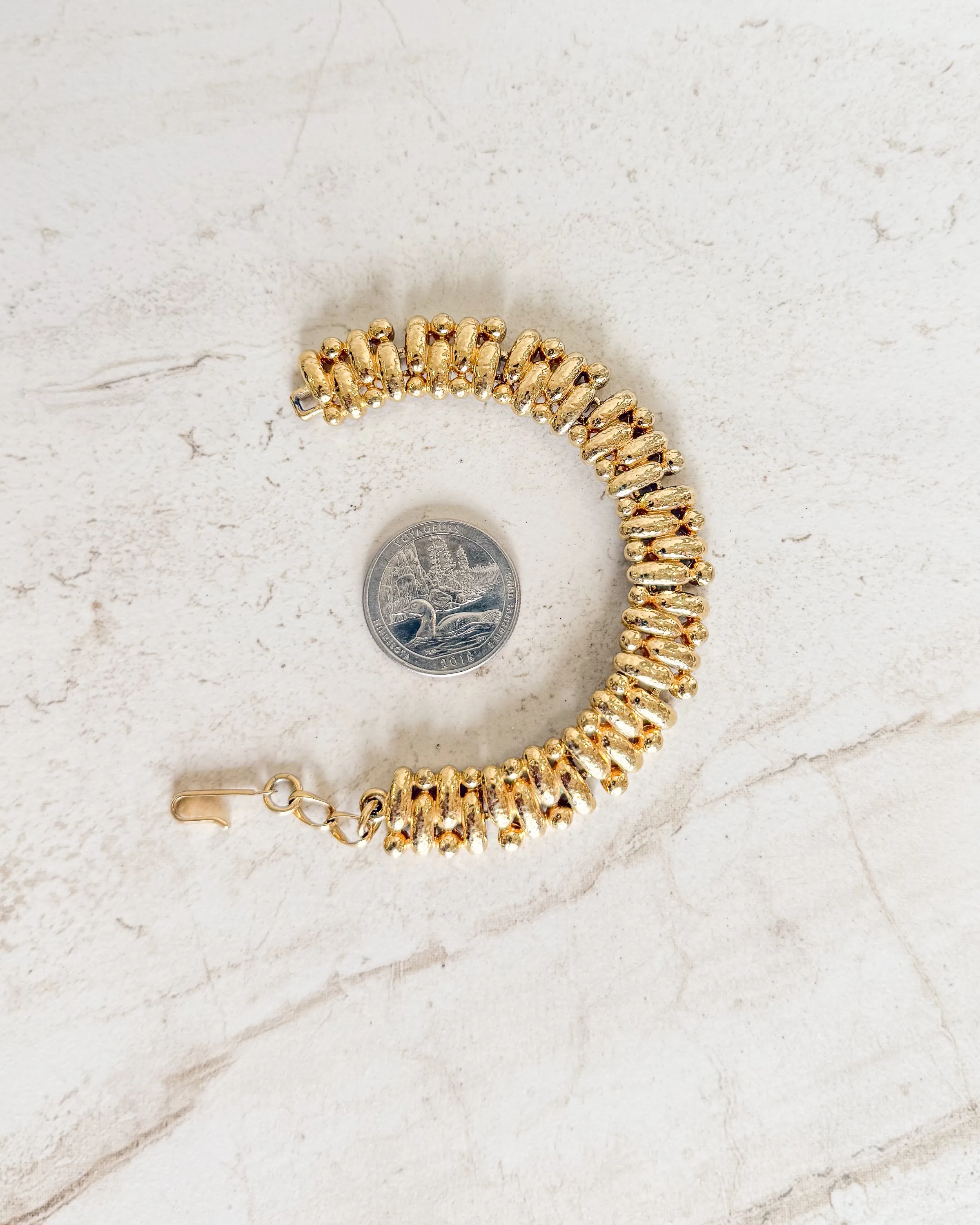 Vintage Gold Tone Hammered Links Bracelet sold by Care Tucker product image thumbnail 2