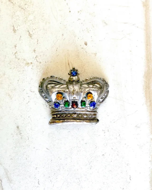 Vintage Multi Color Crown Brooch sold by Care Tucker