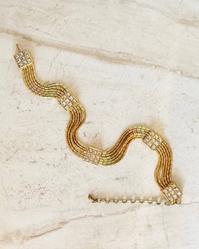 Vintage signed  multi strand Geometric Diamond Collar Necklace sold by Care Tucker