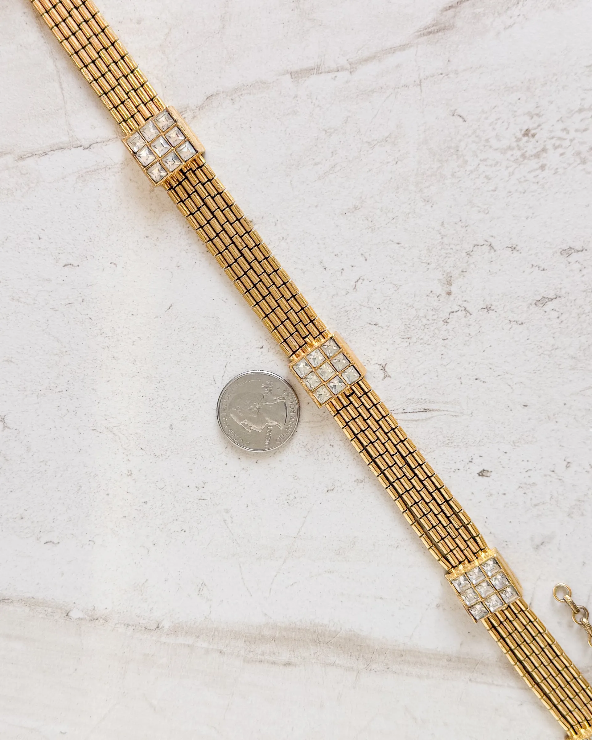 Vintage signed multi strand Geometric Diamond Collar Necklace sold by Care Tucker product image thumbnail 4