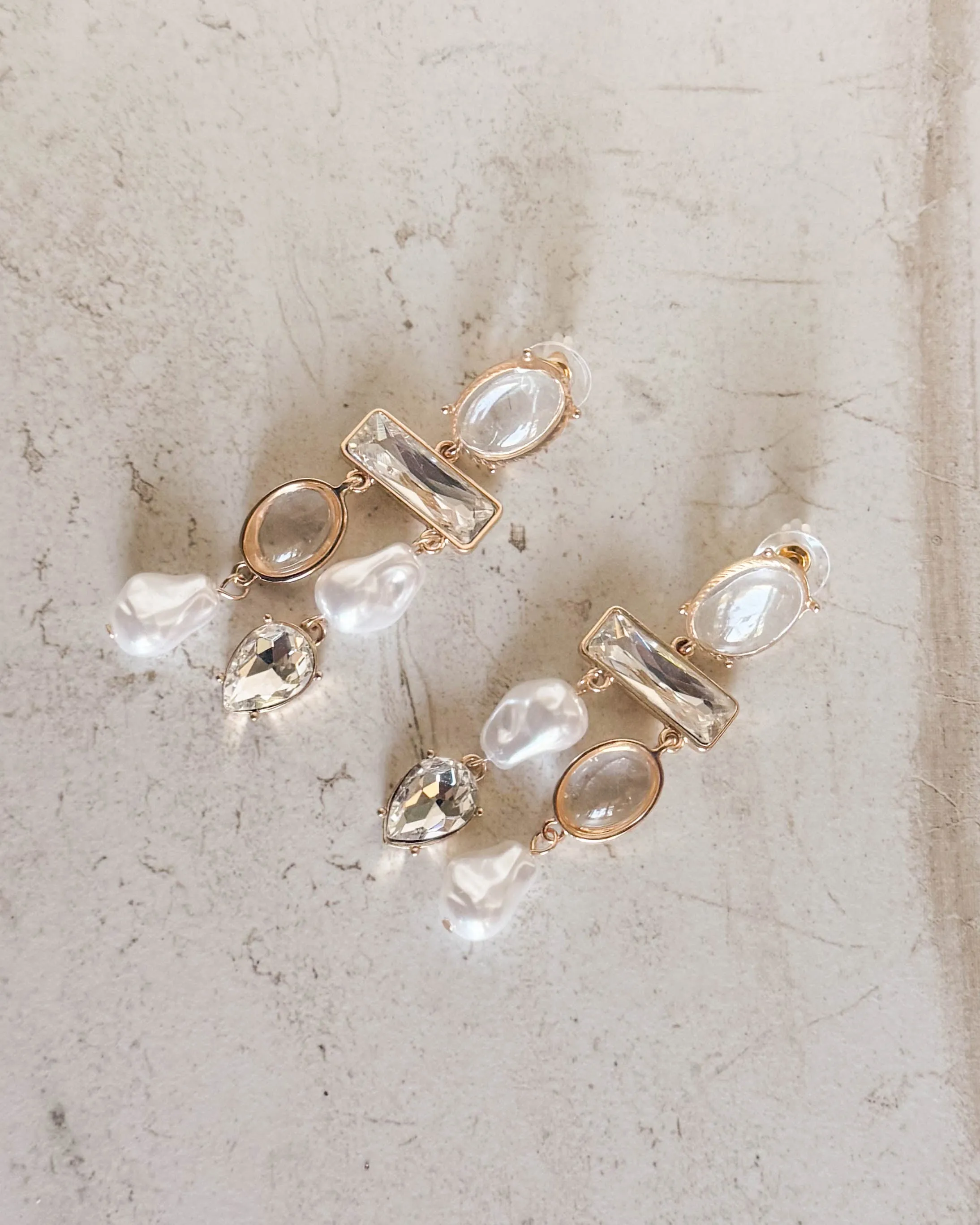 RHINESTONE PEARL HANGING EARRINGS sold by Care Tucker