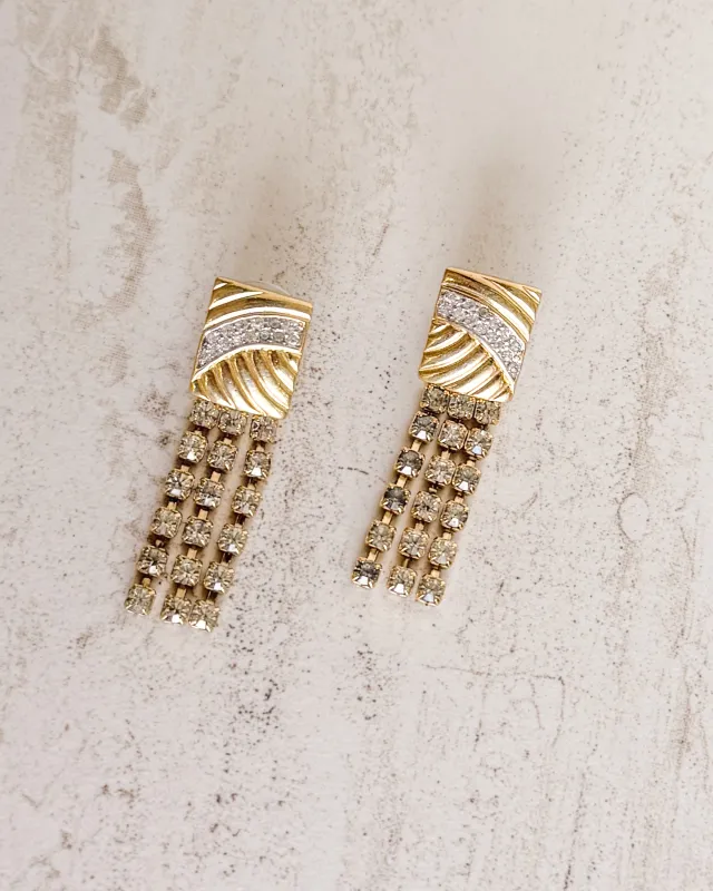 Vintage Signed Gold-tone tassel pierced earrings sold by Care Tucker