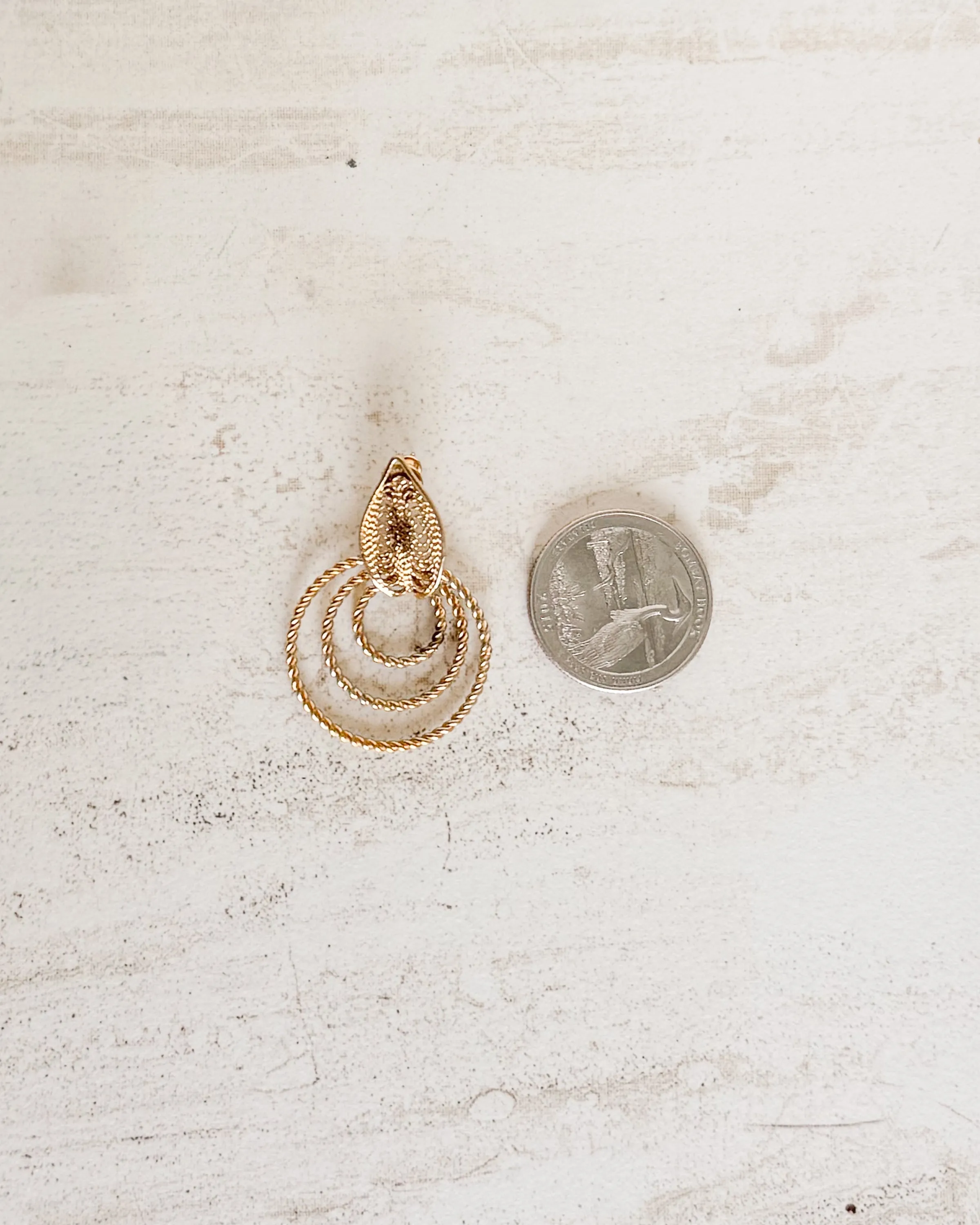 Vintage Gold Toned Metal Dangling Hoop Earrings sold by Care Tucker product image thumbnail 2