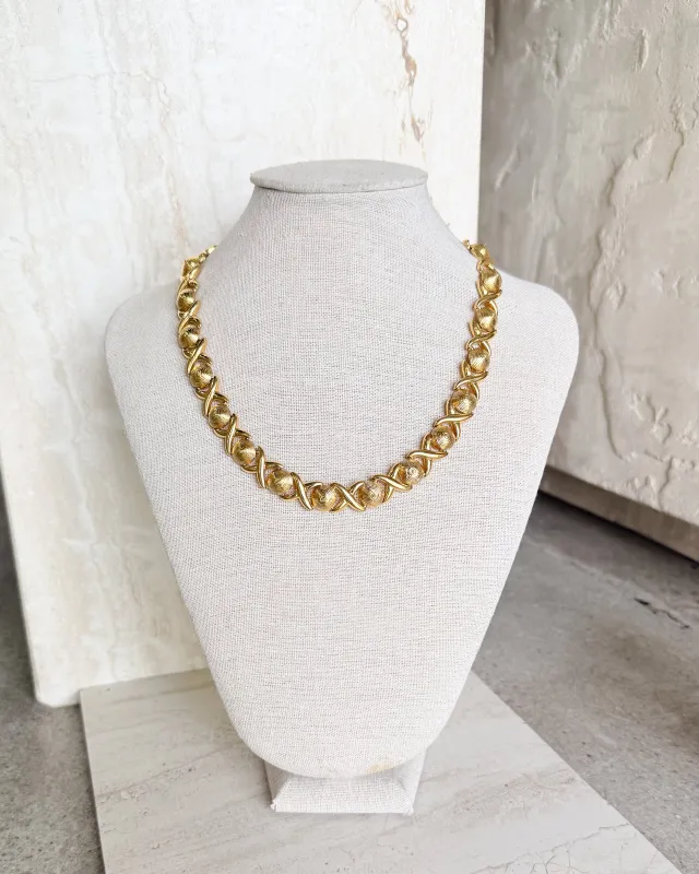 Vintage SIgned Chunky Link Gold Plated Necklace sold by Care Tucker