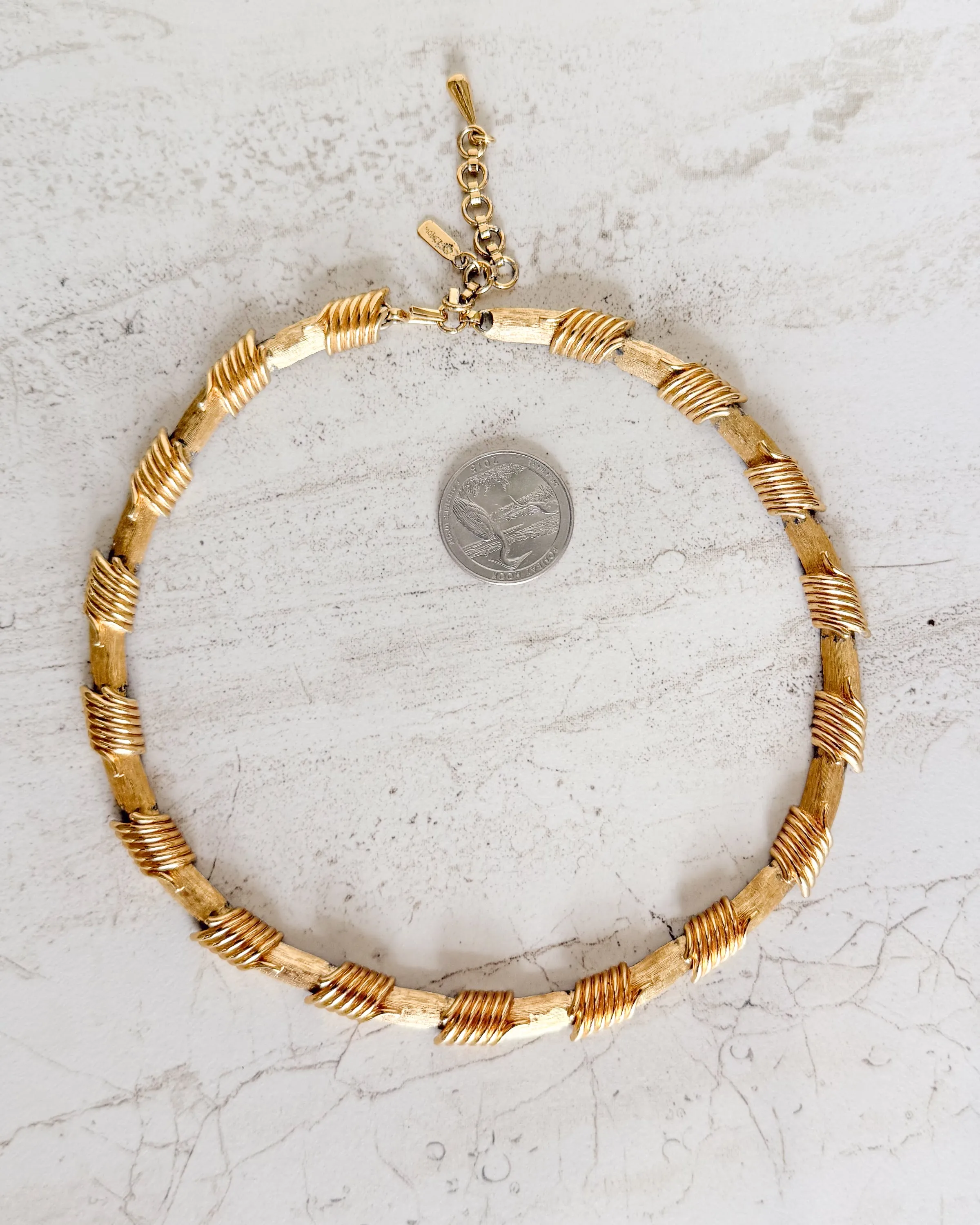 Vintage SIgned Gold Tone Coil Link Necklace sold by Care Tucker product image thumbnail 2